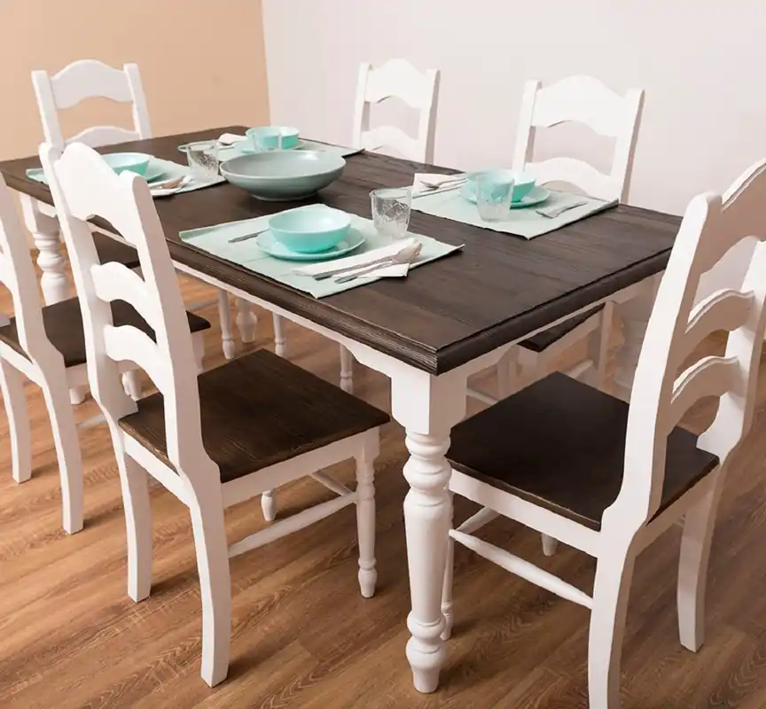 Casa Padrino set di 6 sedie per sala da pranzo in stile country bianco / marrone scuro 44 x 44 x A. 102 cm - Sedie per sala da pranzo in legno massello - Mobili per sala da pranzo in stile country Jetzt Bestellen