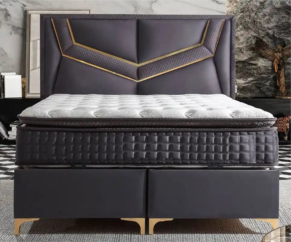 Günstig Casa Padrino letto matrimoniale di lusso viola / oro - Varie Dimensioni - Letto con testiera e materasso - Mobili camera da letto - Mobili dell'hotel - Mobili di lusso