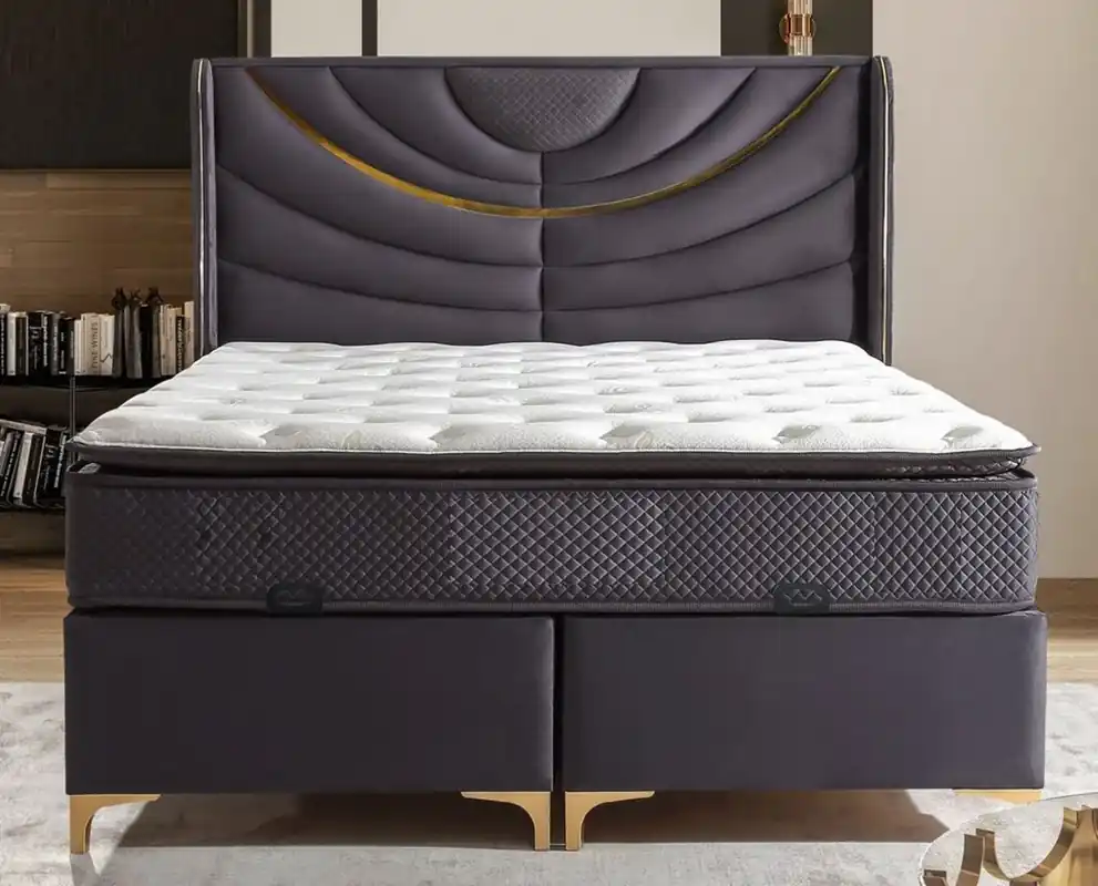 Expressversand Casa Padrino letto matrimoniale di lusso viola / oro - Varie Dimensioni - Letto con testiera e materasso - Mobili dell'hotel - Mobili camera da letto - Mobili di lusso