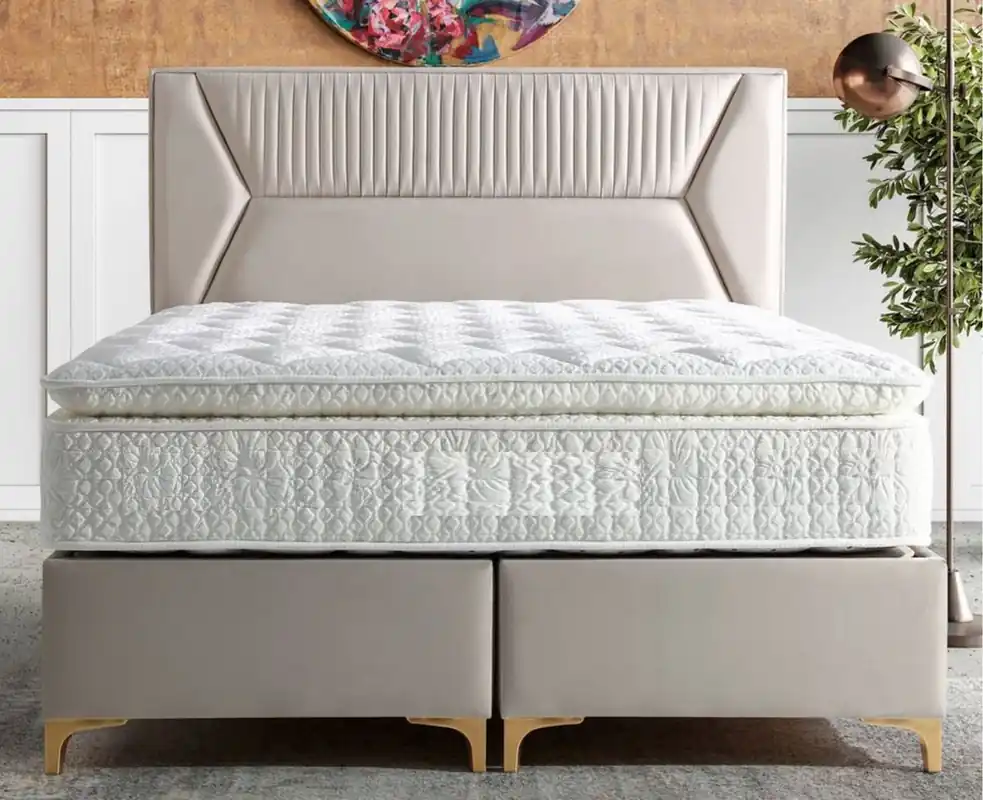 Casa Padrino letto matrimoniale di lusso grigio / oro - Varie Dimensioni - Letto con testiera e materasso - Mobili camera da letto - Mobili dell'hotel - Mobili di lusso Top-Angebot