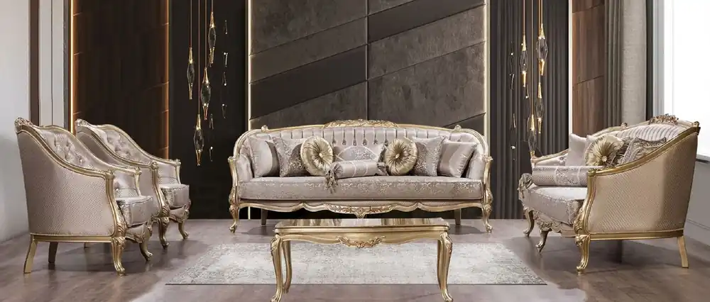 Casa Padrino set da soggiorno barocco di lusso argento / oro - 2 Divani Barocchi e 2 Poltrone Barocche e 1 Tavolo da Salotto Barocco - Mobili da soggiorno barocco - Nobile e Magnifico Jetzt Bestellen