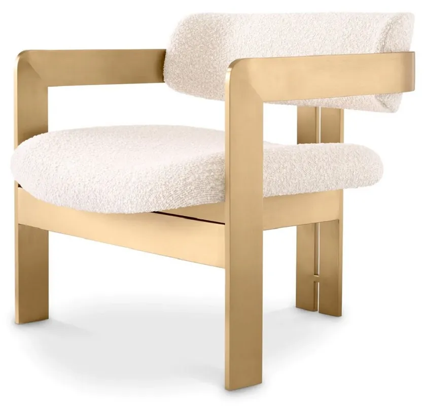 Casa Padrino poltrona di lusso crema / ottone 70 x 70 x A. 68 cm - Poltrona da soggiorno - Mobili da soggiorno - Mobili di lusso - Arredi da soggiorno - Arredi di lusso - Di lusso mobili Nur Für Kurze Zeit