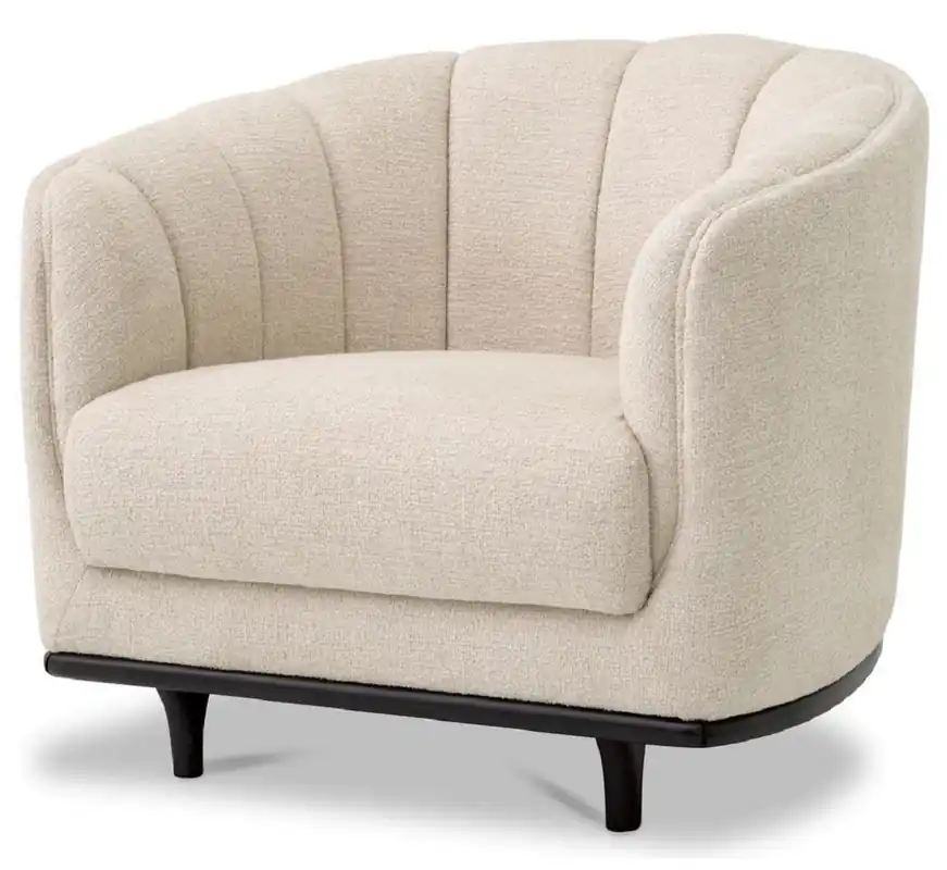 Casa Padrino poltrona di lusso beige / nero 87 x 86 x A. 74,5 cm - Poltrona soggiorno - Poltrona hotel - Mobili soggiorno - Mobili hotel - Mobili di lusso - Arredi soggiorno - Arredi di lusso Preis Gesenkt