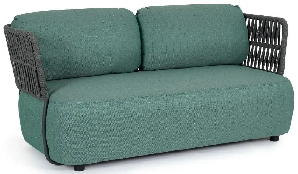 Casa Padrino divano da giardino di lusso verde / grigio / nero 167 x 86 x A. 79 cm - Divano da giardino resistente alle intemperie - Divano da terrazza - Mobile da giardino - Mobile da terrazza Preisknaller