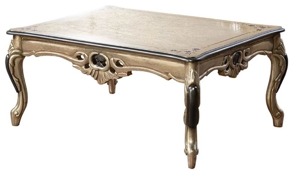 Casa Padrino tavolo da soggiorno barocco di lusso oro / nero - Tavolo da salotto rettangolare in stile barocco - Mobili da soggiorno in stile barocco - Mobili di lusso in stile barocco Letzte Chance