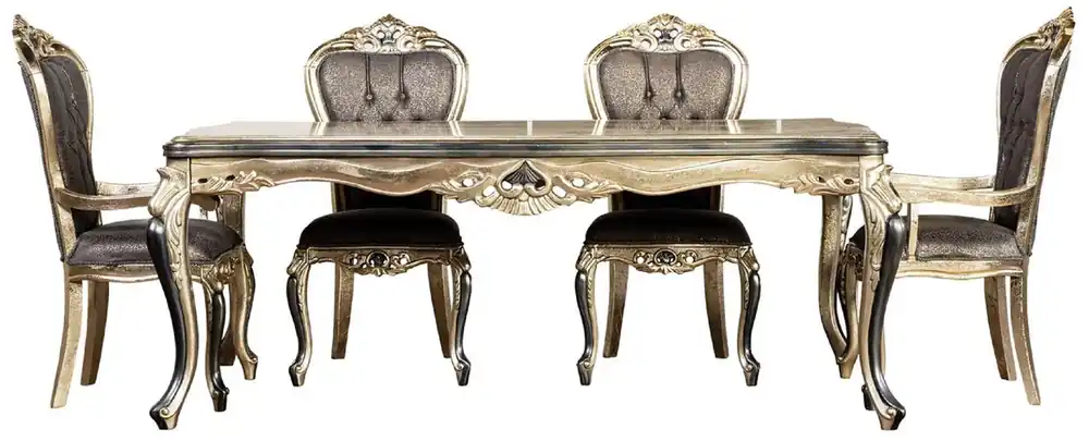 Letzte Chance Casa Padrino tavolo da pranzo barocco di lusso oro antico / nero - Tavolo da cucina rettangolare stile barocco - Mobili sala da pranzo barocco di lusso - Arredamento barocco