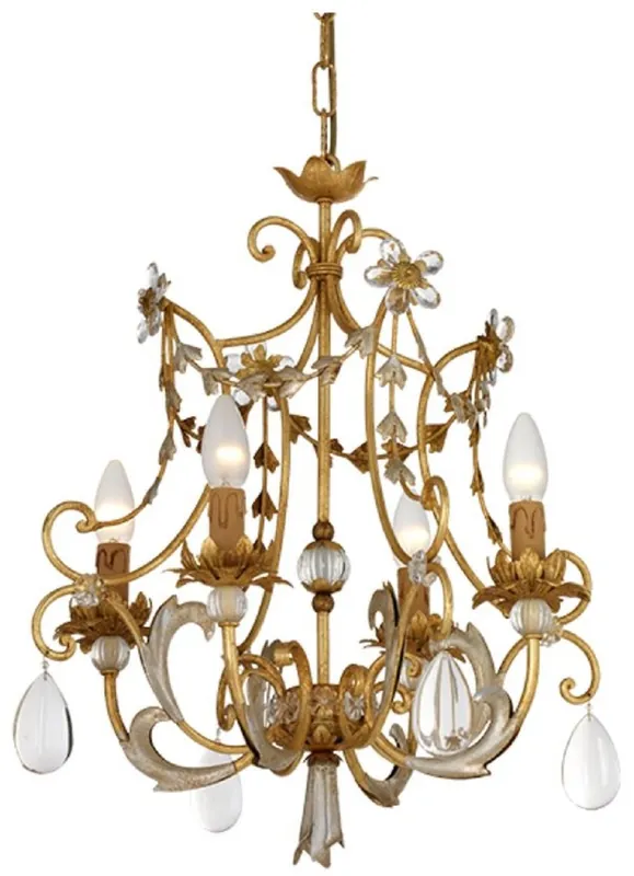 Casa Padrino lampadario barocco di lusso in cristallo oro antico / argento antico Ø 45 x A. 55 cm - Magnifico lampadario da soggiorno in stile barocco - Lampadario hotel barocco - Fatto in Italia Nur Heute