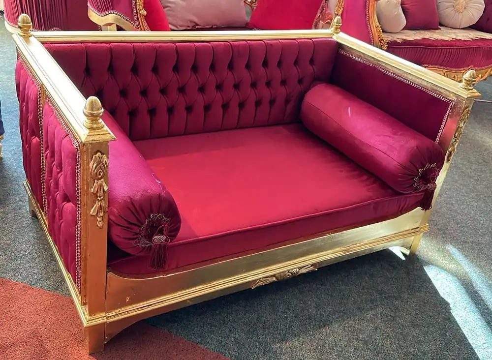 Casa Padrino letto per cani barocco viola / oro - Letto per cani in stile antico fatto a mano - Magnifici mobili per cani in stile barocco - Mobili per animali barocchi Sichere Zahlung