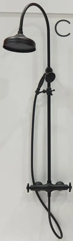 Casa Padrino set doccia da bagno di lusso nero A. 111-138,5 cm - Set doccia con soffione e doccetta - Accessori per il bagno - Qualità di lusso - Fatto in Italia Expressversand
