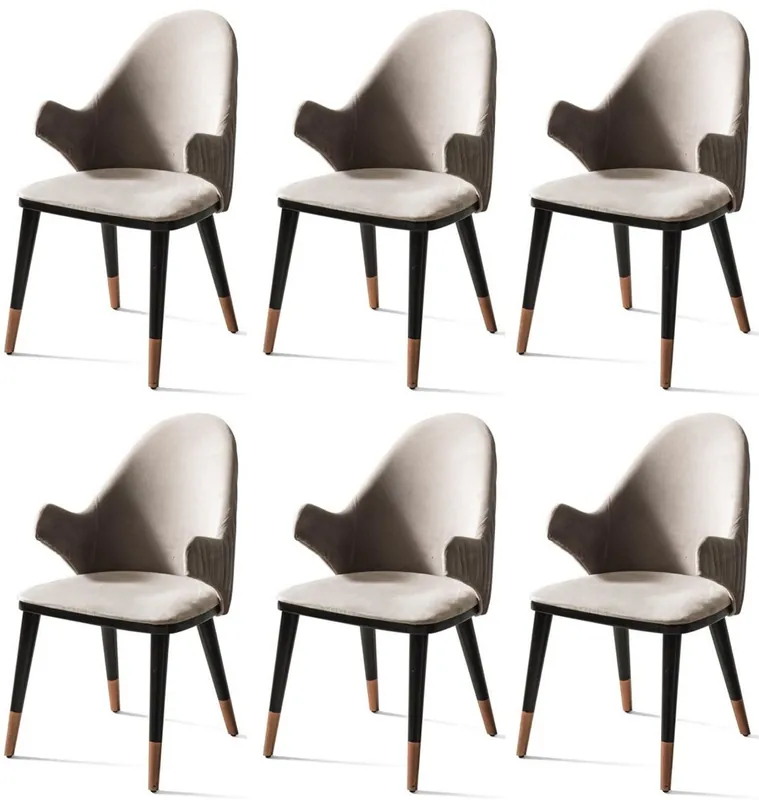 Casa Padrino set di 6 sedie da pranzo di lusso con braccioli grigio / nero / rame 52 x 52 x A. 88 cm - Mobili sala da pranzo - Mobili ristorante - Mobili di lusso - Arredamento di lusso Aktuell