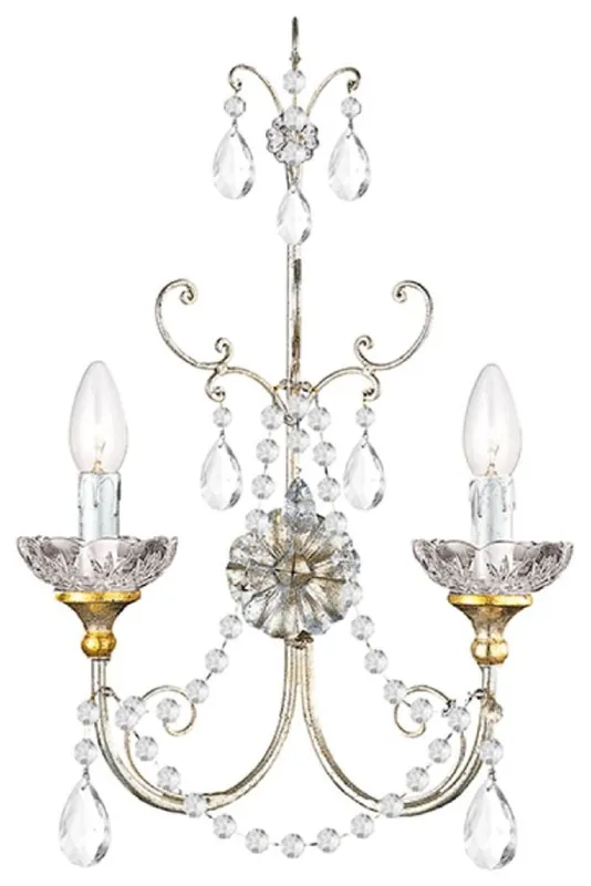 Casa Padrino lampada da parete doppio di lusso argento antico / oro antico 35 x 13 x A. 49 cm - Lampada da parete in stile barocco con cristallo Swarovski - Luci barocche - Fatto in Italia Jetzt Kaufen