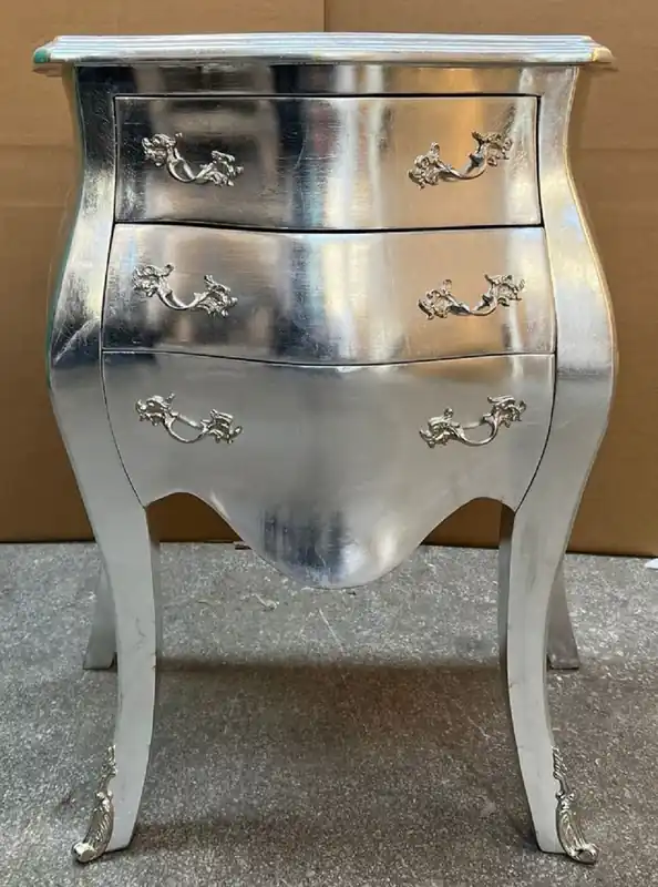 Casa Padrino comodino barocco argento - Cassettone in stile barocco fatto a mano con 3 cassetti - Mobili barocchi - Mobili per camera da letto in stile barocco Schnäppchen
