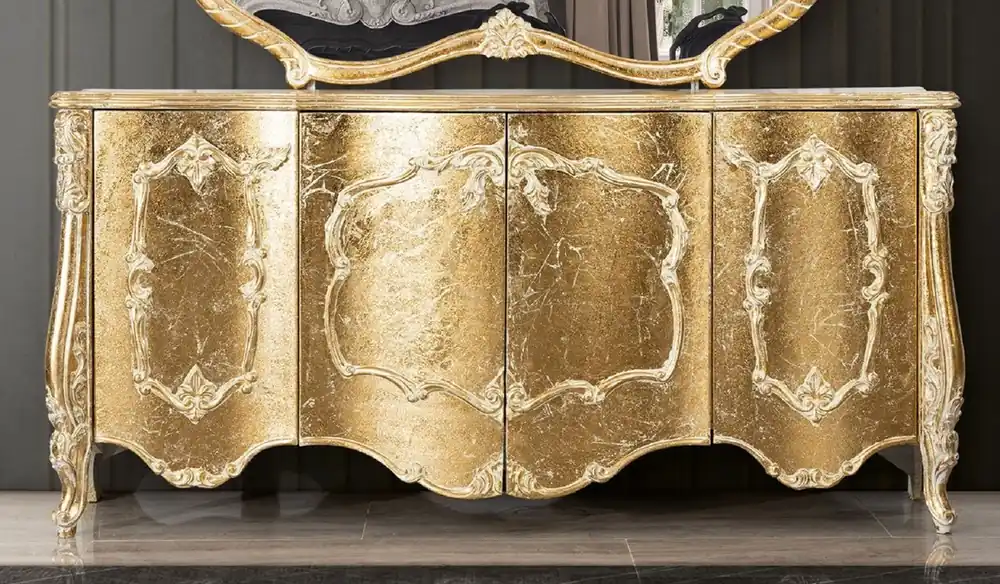 Letzte Chance Casa Padrino credenza barocco di lusso oro antico - Armadio in legno massello stile barocco con 4 ante - Mobili per sala da pranzo di lusso in stile barocco - Mobili per sala da pranzo barocco