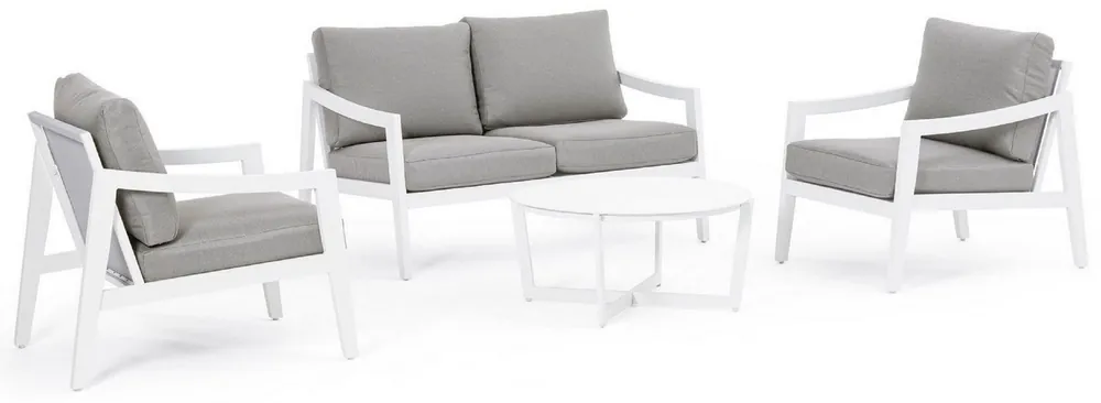 Casa Padrino set di mobili da giardino di lusso grigio / bianco - 1 Divano da Giardino di Lusso e 2 Poltrone da Giardino di Lusso e 1 Tavolo da Giardino di Lusso - Mobili da Giardino di lusso Billig