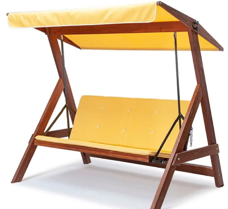 Casa Padrino altalena Hollywood di lusso giallo / marrone - Altalena da giardino in legno massello con tettuccio apribile - Mobili da giardino - Mobili da esterno - Mobili di lusso Kracherpreis
