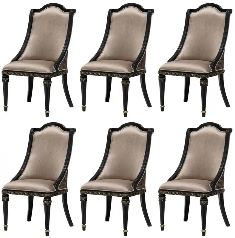 Zertifiziert Casa Padrino set di 6 sedie da pranzo barocco di lusso argento / nero / oro - Sedie da cucina in stile barocco - Mobili da sala da pranzo barocchi di lusso - Mobili barocco