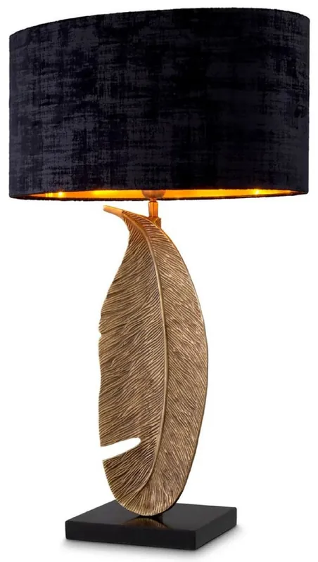 Beliebt Casa Padrino lampada da tavolo di lusso ottone vintage / nero 50 x 30 x A. 76,5 cm - Lampada da scrivania con paralume ovale e base in granito - Lampade da tavolo - Lampade da scrivania