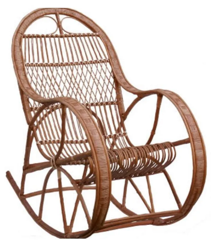 Direkt Vom Hersteller Casa Padrino poltrona a dondolo di lusso marrone 53 x 120 x A. 115 cm - Sedia a dondolo fatto a mano in rattan con braccioli - Mobili soggiorno - Mobili giardino - Mobili rattan - Mobili di lusso