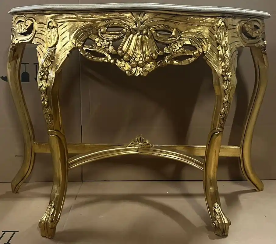 Direkt Vom Hersteller Casa Padrino consolle barocco oro / crema - Consolle in legno massello fatta a mano con piano in marmo - Consolle in stile antico - Mobili in stile antico - Mobili in stile barocco