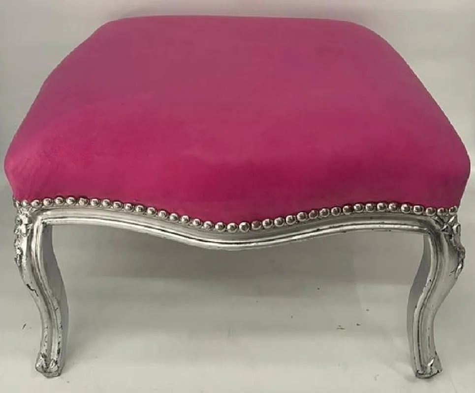 Beliebt Casa Padrino sgabello barocco di lusso rosa / argento - Sgabello in stile barocco fatto a mano - Poggiapiedi barocco - Mobili soggiorno in stile barocco - Mobili in stile barocco - Mobili barocchi