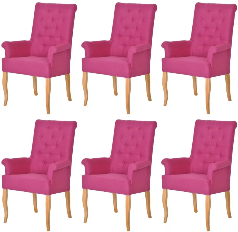 Garantierte Lieferung Casa Padrino set di 6 sedie da pranzo Chesterfield Neo Barocco rosa / naturale - Sedie da cucina con braccioli - Mobili per sala da pranzo - Mobili Chesterfield - Mobili Neo Barocco