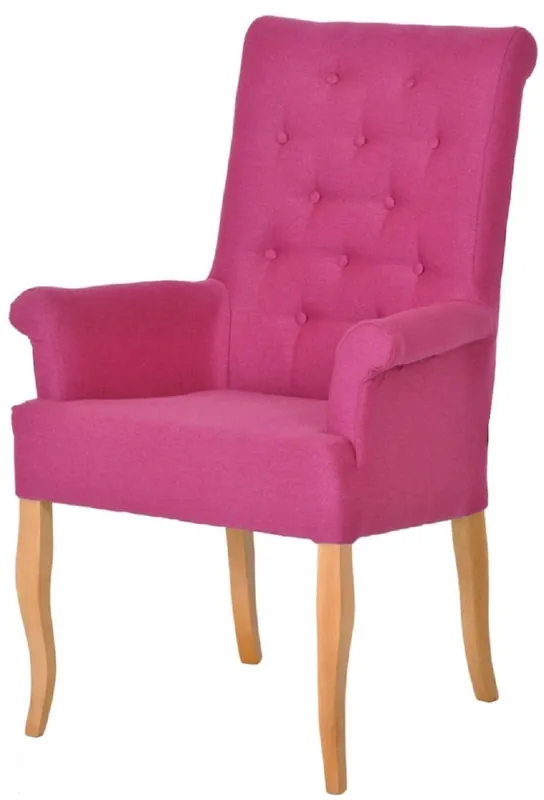 Casa Padrino sedia da pranzo Chesterfield Neo Barocco rosa / naturale - Sedia da cucina con braccioli - Mobili per sala da pranzo - Mobili Chesterfield - Mobili Neo Barocco Markenprodukt