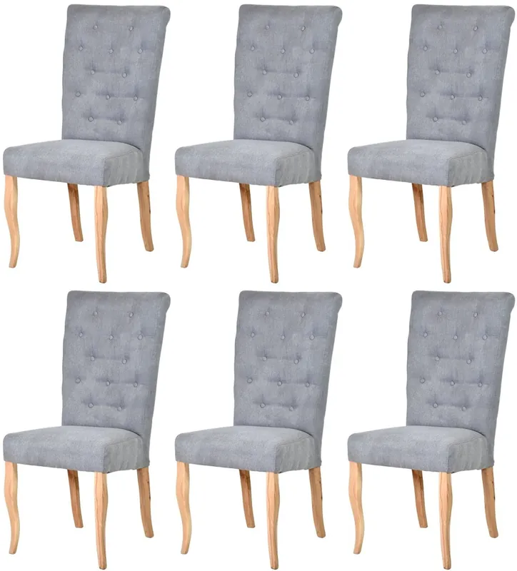 Casa Padrino set di 6 sedie da pranzo Chesterfield Neo Barocco grigio / naturale - Set di sedie da cucina - Mobili per sala da pranzo Chesterfield - Mobili per sala da pranzo Neo Barocco Neu Im Sortiment