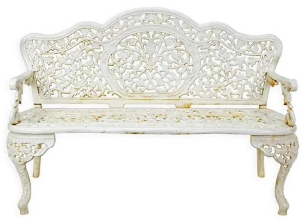 Schnäppchen Casa Padrino panca da giardino barocco crema bianco 133 x A. 86 cm - Magnifica panca da giardino in ghisa - Mobili da giardino in ghisa barocco - Mobili da giardino stile barocco