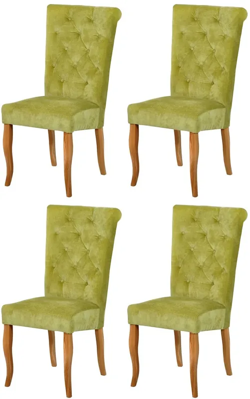 Casa Padrino set di 4 sedie da pranzo Chesterfield Neo Barocco verde chiaro / naturale - Set di sedie da cucina - Mobili per sala da pranzo Chesterfield - Mobili per sala da pranzo Neo Barocco Top-Angebot