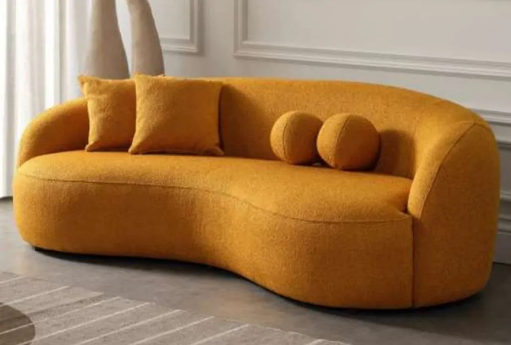 Casa Padrino divano di lusso arancia 250 x 120 x A. 76 cm - Divano curvo da soggiorno - Divano hotel - Mobili da soggiorno - Mobili hotel - Mobili di lusso - Arredi di lusso - Arredi da soggiorno Geprüft