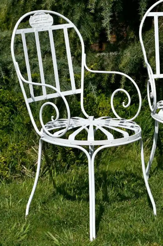 Online Kaufen Casa Padrino sedia da giardino Art Nouveau bianco 47 x 47 x A. 94 cm - Sedia con braccioli in ferro battuto lavorato fatto a mano - Mobili in ferro battuto da giardino e patio nostalgici