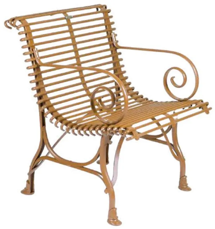 Markenware Casa Padrino sedia da giardino Art Nouveau marrone 64 x 62 x A. 71 cm - Sedia con braccioli in ferro battuto lavorato fatto a mano - Mobili in ferro battuto da giardino e patio nostalgici
