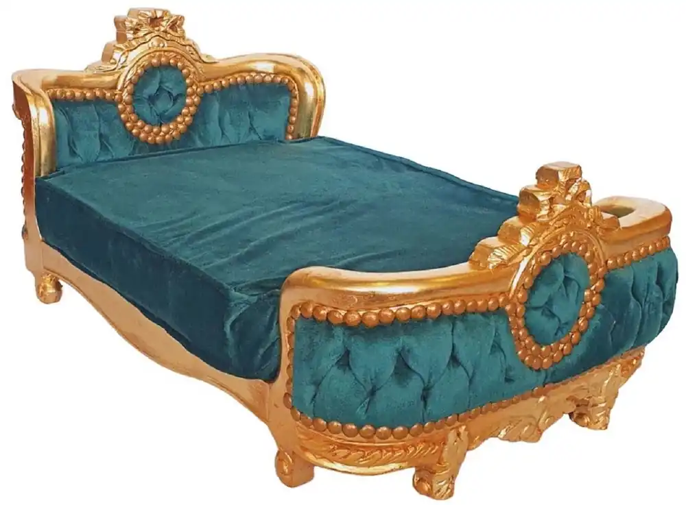 Billig Casa Padrino letto per cani barocco verde / oro - Letto per cani in stile antico fatto a mano - Magnifici mobili per cani in stile barocco - Mobili per animali barocchi