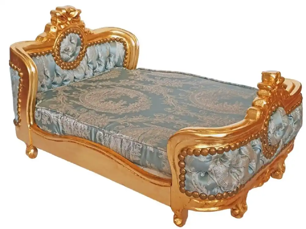 Saisonangebot Casa Padrino letto per cani barocco verde motivo / oro - Letto per cani in stile antico fatto a mano - Magnifici mobili per cani in stile barocco - Mobili per animali barocchi