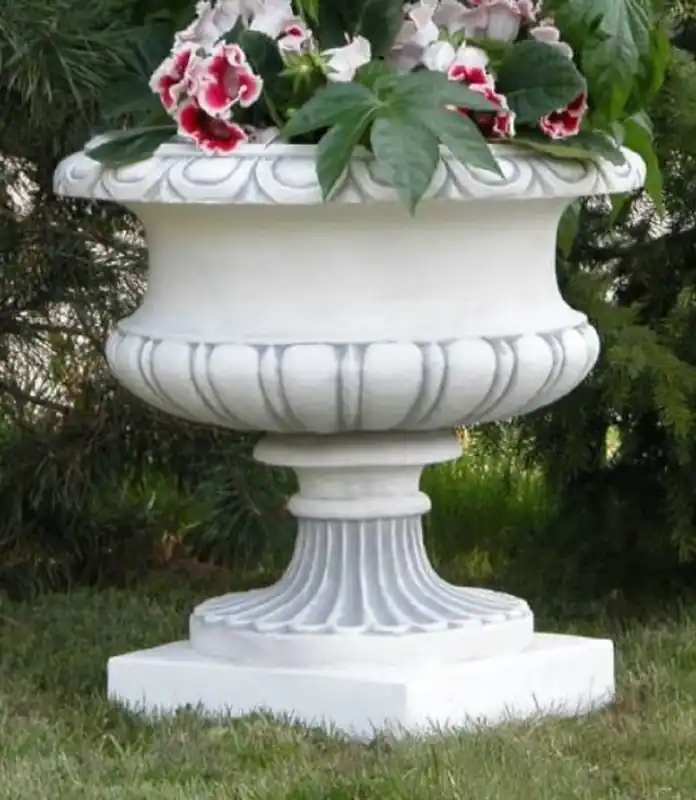 Begrenztes Angebot Casa Padrino vaso di fiori decorativo da giardino barocco bianco / grigio Ø 62 x A. 62 cm - Vaso per piante in stile barocco - Decorazione da giardino barocco - Accessori decorazione barocco