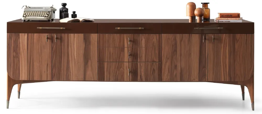 Top-Preis Casa Padrino credenza di lusso marrone / marrone scuro 230 x 60 x A. 82 cm - Armadio in legno massello con 6 cassetti e 4 ante - Mobile sala da pranzo - Mobile di lusso - Arredamento di lusso