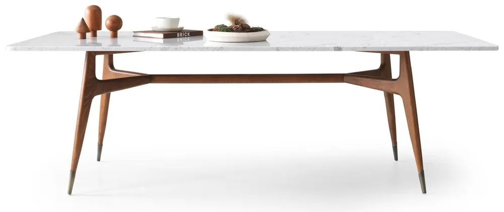 Neue Kollektion Casa Padrino tavolo da pranzo di lusso bianco / marrone 240 x 100 x A. 75 cm - Tavolo da pranzo rettangolare con piano in marmo - Mobili per sala da pranzo - Mobili di lusso