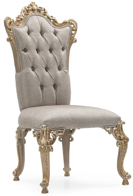 Casa Padrino sedia da pranzo barocco di lusso argento / grigio / oro - Magnifica sedia da cucina in stile barocco - Mobili da pranzo di lusso stile barocco - Mobili barocchi - Nobile e Magnifico Sonderaktion