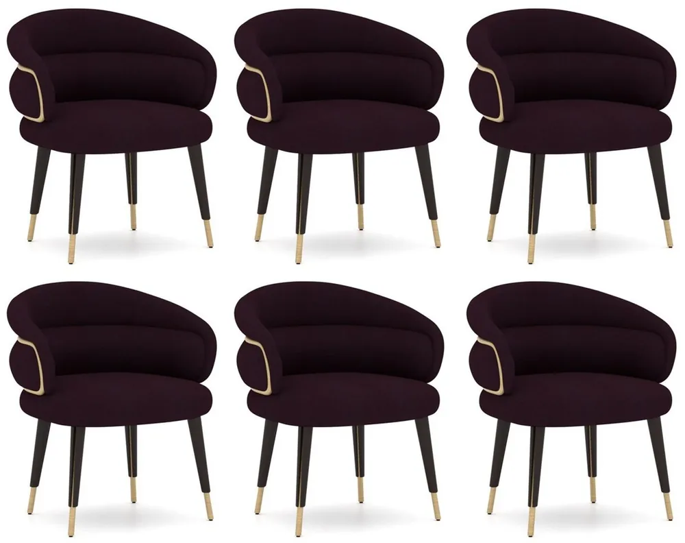 Mega-Angebot Casa Padrino set di 6 sedie da pranzo di lusso viola / nero / beige - Sedie da cucina con braccioli - Mobili per sala da pranzo - Mobili per ristoranti - Mobili per hotel - Mobili di lusso