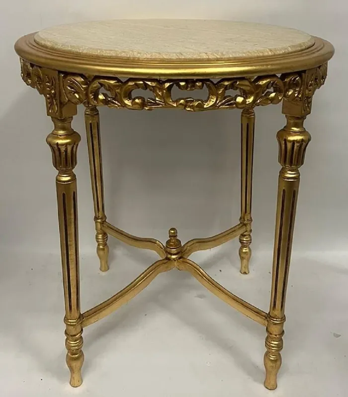 Casa Padrino tavolino barocco oro / beige - Tavolo rotondo in stile antico fatto a mano con piano in marmo - Mobile soggiorno in stile barocco - Mobile in stile antico - Mobile barocco Beliebt
