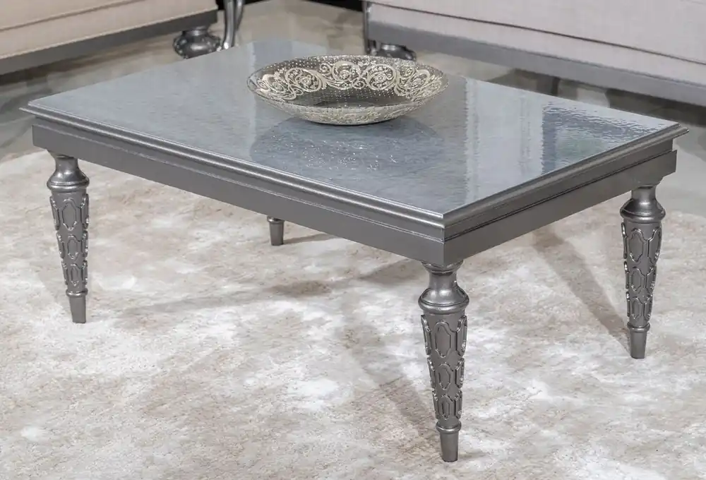 Casa Padrino tavolo da salotto barocco di lusso grigio - Tavolo da soggiorno rettangolare in legno massello in stile barocco - Mobili barocchi - Mobili di lusso in stile barocco Sonderangebot