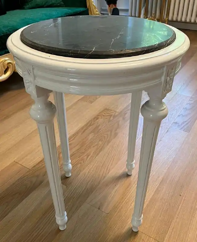 Knallerangebot Casa Padrino tavolino barocco bianco / nero - Tavolo stile antico fatto a mano con piano in marmo - Mobile in stile antico - Mobile soggiorno in stile barocco - Mobile barocco