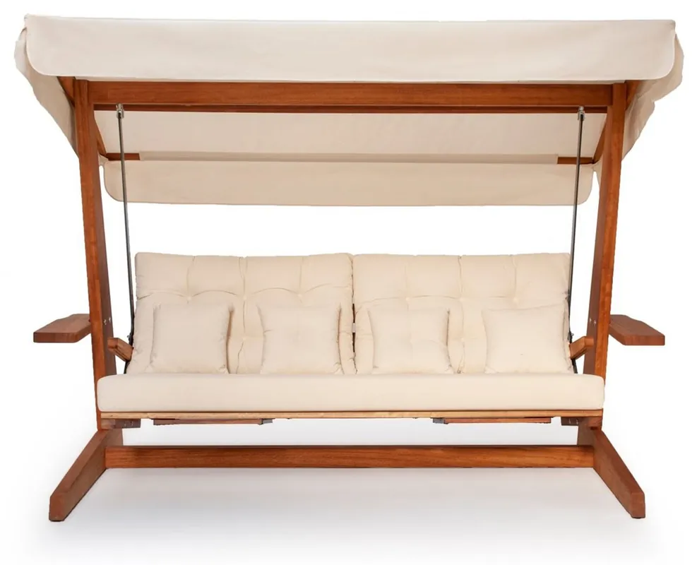 Casa Padrino altalena Hollywood di lusso beige / marrone - Altalena da giardino resistente alle intemperie con tettoia parasole - Mobili per Hotel - Qualità di Lusso Sonderangebot