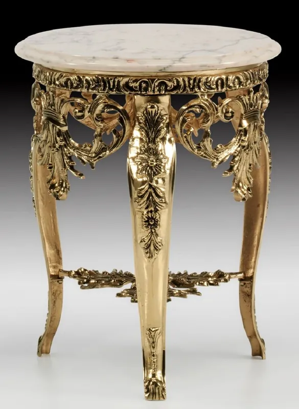 Casa Padrino tavolino barocco di lusso oro / bianco - Magnifico tavolo in bronzo con piano in marmo - Mobili di lusso in stile barocco - Mobili da soggiorno in stile barocco - Nobile e Magnifico Preisreduziert