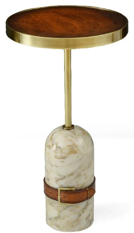 Casa Padrino tavolino di lusso marrone / ottone / crema Ø 33,5 x A. 61 cm - Tavolo rotondo con base in marmo - Mobili soggiorno - Mobili di lusso Schnäppchen