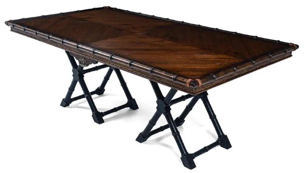 Angebot Casa Padrino Tavolo da Pranzo in Stile Vintage di Lusso Marrone / Nero 215 x 108 x A. 78 cm - Tavolo da Pranzo Rettangolare in Legno Massello - Mobili per Sala da Pranzo in Stile Vintage di Lusso