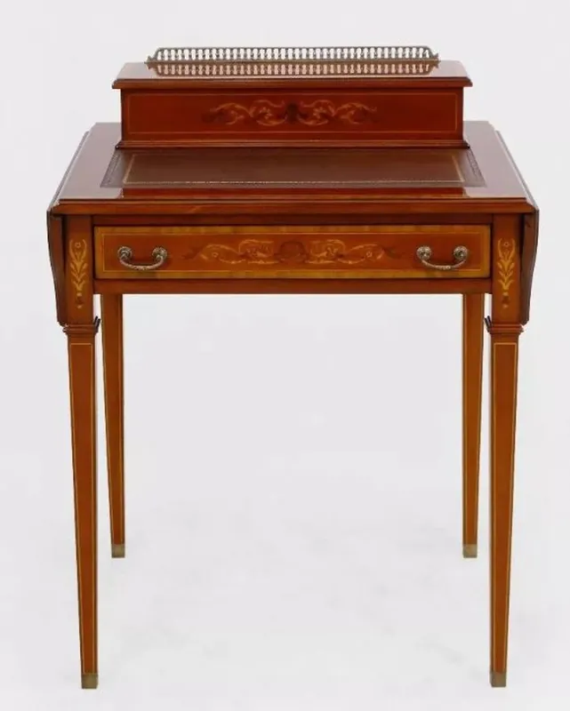 Casa Padrino scrivania barocco di lusso marrone chiaro / vera pelle marrone pieghevole 104 x 49 x A. 80 cm - segretario stile antico in legno massello con cassetto Top-Seller