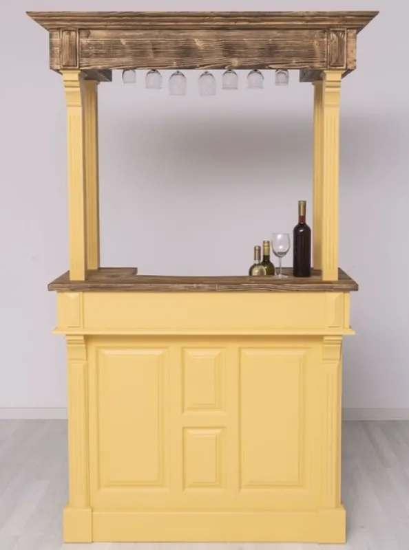Casa Padrino bancone da bar stile country in legno massello giallo / marrone 140 x 51 x A. 210 cm - Mobili bar in legno massello - Mobili bar in stile country - Arredo stile country Finale Aktion