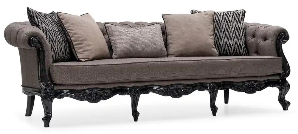 Casa Padrino divano da soggiorno barocco di lusso grigio / nero - Divano in stile barocco fatto a mano con cuscini - Mobili da soggiorno di lusso in stile barocco - Mobili barocchi Online Kaufen