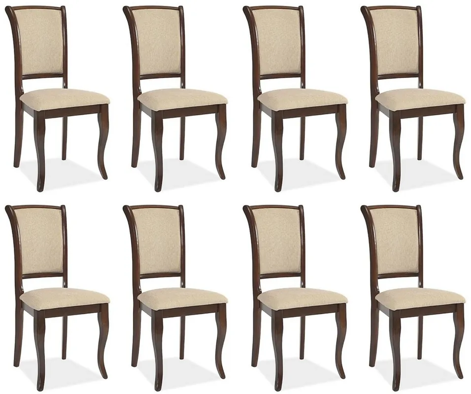 Casa Padrino Set di 8 Sedie per Sala da Pranzo Art Nouveau Crema / Marrone Scuro 44 x 44 x A. 96 cm - Sedie da Cucina - Mobili per Sala da Pranzo Barocco & Art Nouveau Neue Ware